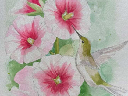 Watercolor Hummingbirds and Flowers with Abi Brewer